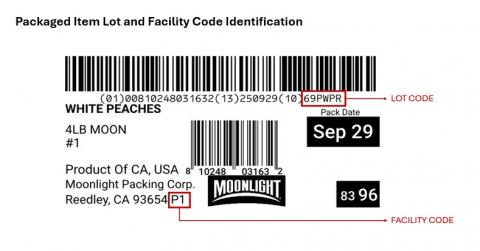 Image of Case label for Lot and Facility Code Identification