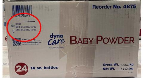 -Box label, Dynacare baby powder
