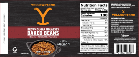 “Yellowstone Brown Sugar Molasses Baked Beans NET WT 15 OZ (425g) UPC 071846187071”