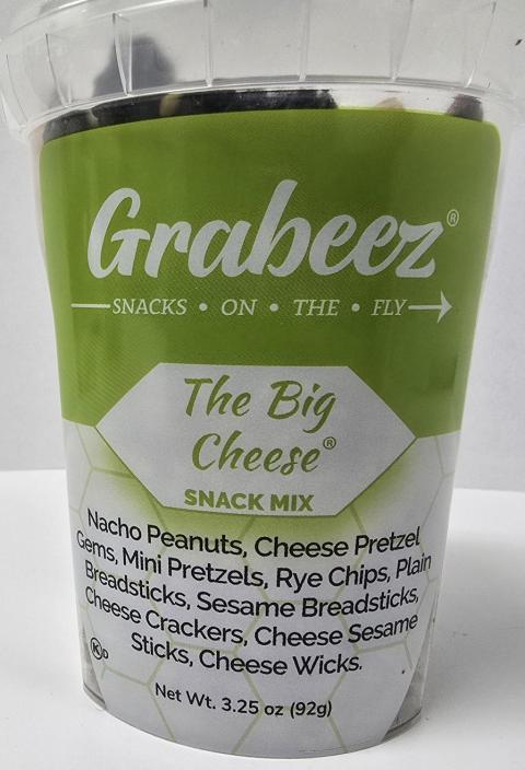 Image 1: “Photograph of front panel Grabeez The Big Cheese Snack Mix, 3.25 oz.”