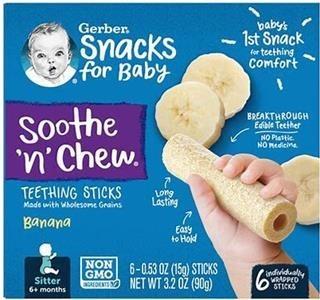 Image 2 – Labeling, GERBER® SOOTHE N CHEW® TEETHING STICKS BANANA, Net Wt. 3.2 Oz