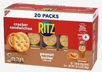 27.6 oz. RITZ Peanut  Butter Cracker  Sandwiches - 20 Count (20 x 1.38-oz. 6-pack carton)
