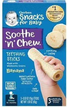 Image 3 – Labeling, GERBER® SOOTHE N CHEW® TEETHING STICKS BANANA, Net Wt. 1.59 Oz