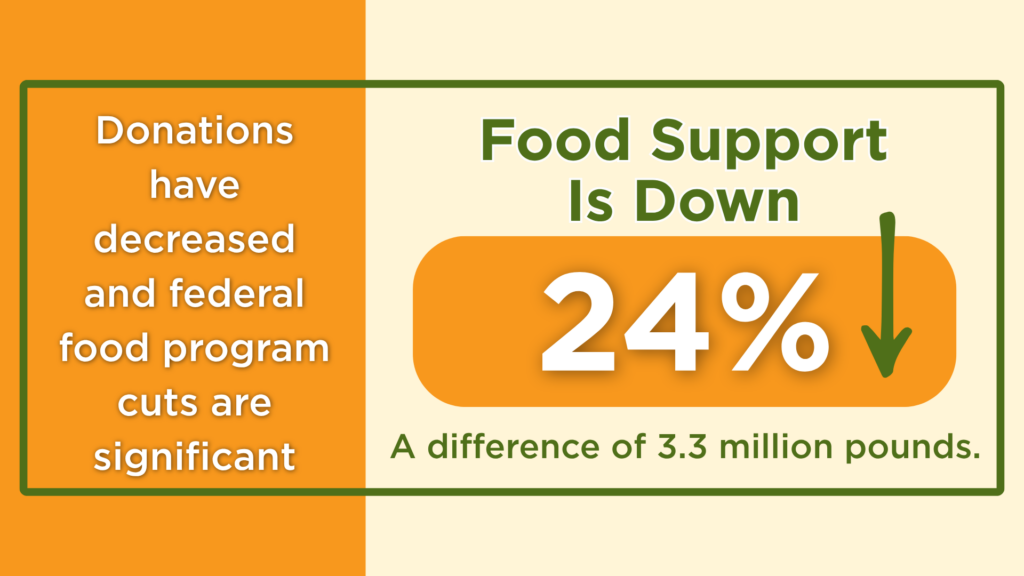 A chart showing that food support has gone down by 24%.